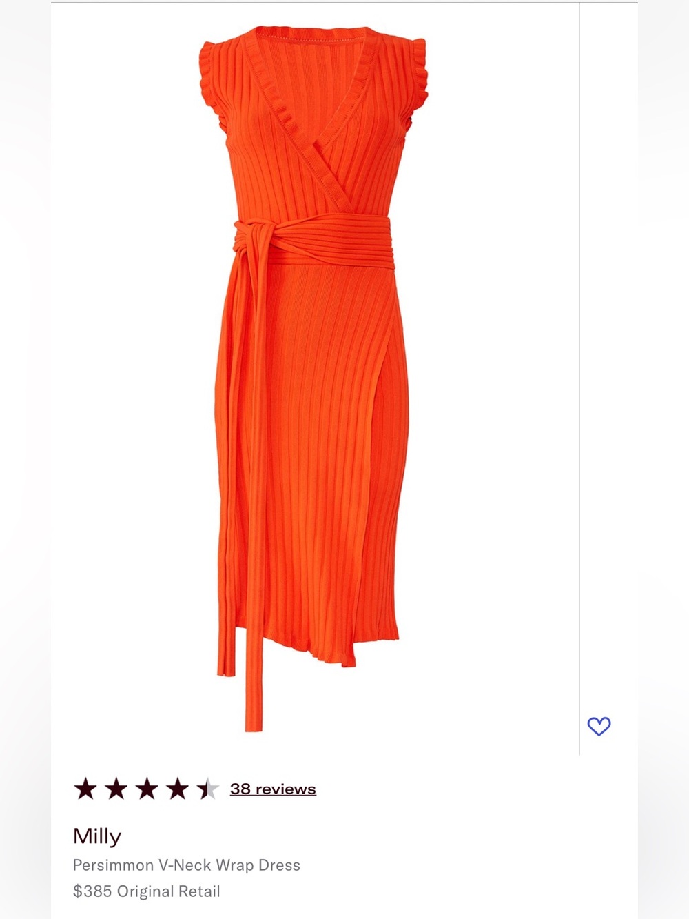 Milly persimmon v neck wrap dress size XS